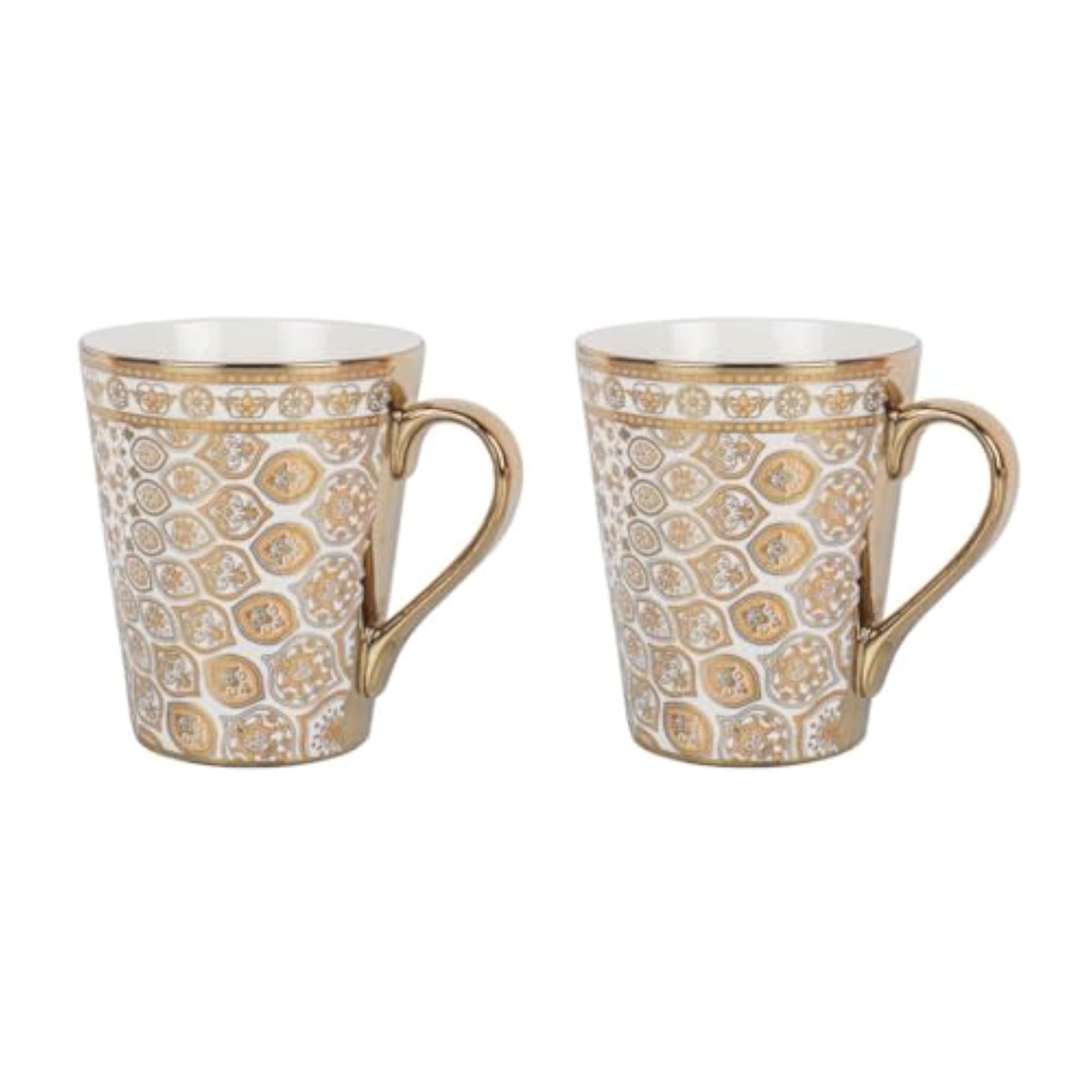 Elegant Gold & White Ceramic Coffee Mug, Luxury Design