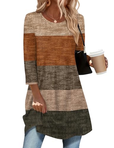Image of Zeagoo Women Tops 3 /4 Sleeve Dressy Casual Plus Size Tunics Loose Blouses