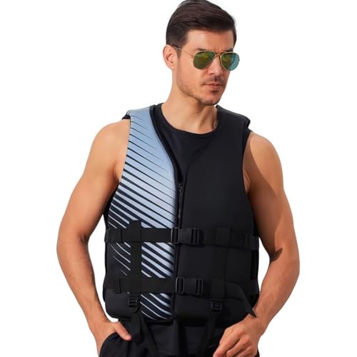 大人のライフジャケット軽量 ネオプレン のためのプロの浮力ベスト 男性女性ポンド大人 屋外釣り スポーツライフジャケット防災 海上作業 シュノーケリングに最適(B,XL)