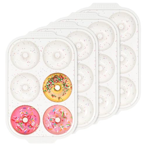KASHME 3 Inch Silicone Donut Pan for Baking with Metal Frame(4 Pcs)