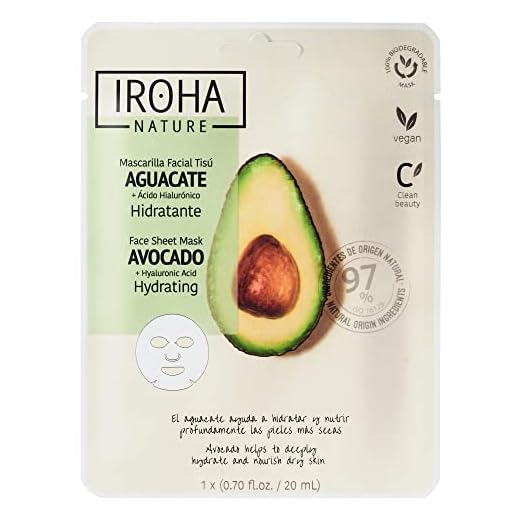 IROHA NATURE - Mascarilla Facial HIDRATANTE con Aguacate y Ácido Hialurónico. Hidrata, Regenera y Nutre en profundidad