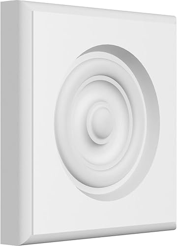 Miniatura 5 de Ekena Millwork ROSP060X060X075SDG04 Roseta estándar Sedgwick Bullseye con borde redondeado, 6 pulgadas de ancho x 6 pulgadas de alto x 34 pulgadas