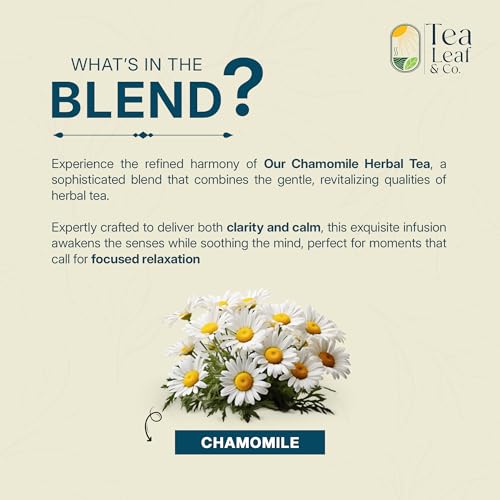 Image of Tealeaf & Co. Pure Chamomile Herbal Tea - Organic Chamomile Tea Bags Blended with Fresh Herbs - Contains Low Caffeine - Gluten Free - 100 Teabags (7.055oz /200gm)