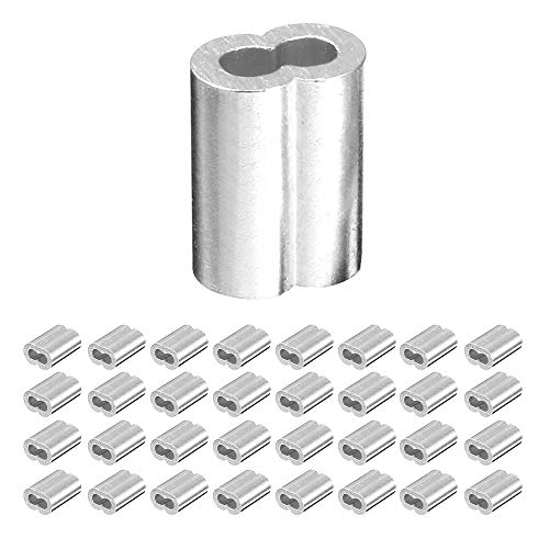 ThreeBulls 100 Pcs 3/64-inch Wire Rope Aluminum Sleeves Clip Fittings Cable Crimps