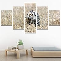SIGNWIN 5 Panel Canvas Wall Art Animals Cheetah Closeup Contemporary Expressive Modern Artwork for Home Decorations Ready to Hang - 60