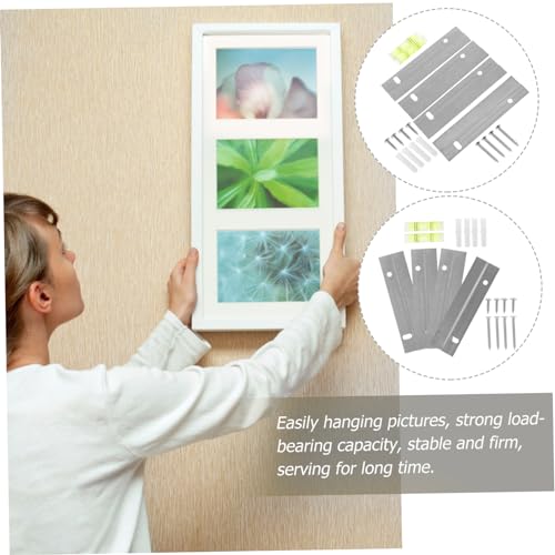 Image of Generic 4 Sets Wall Hanging Headboard Brackets Mirror Hanging Hardwares Headboard Wall Mounting Brackets Mirror Brackets Heavy Duty Picture Hangers Z Clips Mirror Hanger, 15.3X2.8CMx2pcs, Silverx2pcs