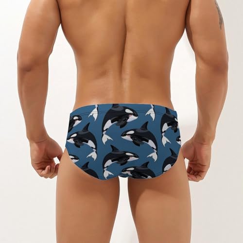 Orca Killer Whales Mens Swim Briefs Quick Dry Swimming Trunks Training Swimsuit Low Rise Swimwear2