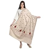 Longueur : 100 x 200 cm Châle Kashmiri pour femme, style pashmina en papier mâché brodée pour l\'hiver, taupe, Large