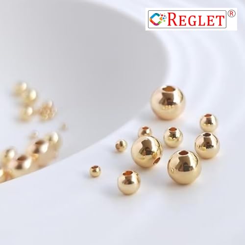 Image of 1800 Pcs Golden Beads - 4, 5, 6, 8, 10, 12 mm - DIY Beads for Bracelets Making Kit, Crafting, Embroidery Crafts, Jewellery Making Kit, Beadwork, Pearls for Craft, Beading - 180g