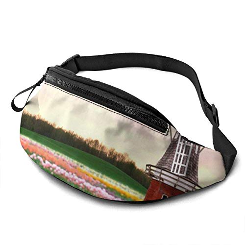 XCNGG Bolso de Cintura Corriente Bolso de Cintura de Ocio Bolso de Cintura Bolso de Cintura de Moda Colorful Tulip Manor Garden Casual Waist Bag For Men Women Running Travel Fashionable Fanny Pack