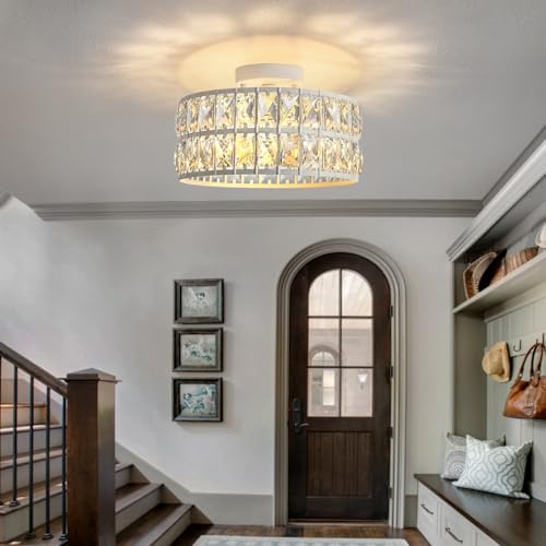 HuixuTe 3-Light White Modern Crystal Bedroom Light Fixtures Ceiling - image 6