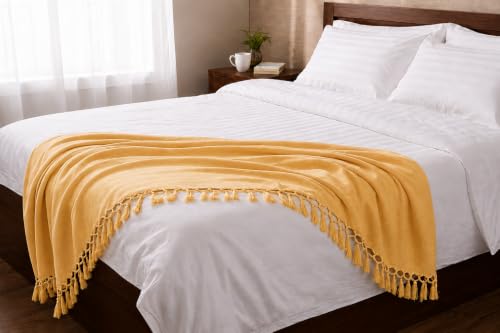 Image of Soft Dull Cotton Bhagalpuri Chadar for Summer | Lightweight and Breathable Chadar for Sleeping | Odhne Wali Chadar for All Season Use Blanket (Yellow)