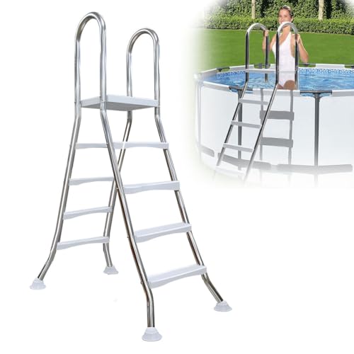 Escalera para piscina elevada 4 peldaños acero inoxidable miniatura 1