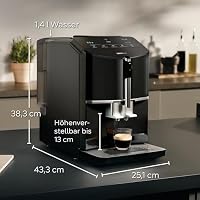 Siemens Kaffeevollautomat EQ300, Milchaufschäumdüse für Cappuccino, Latte Crema, 5 Kaffee- und Milchgetränke auf Knopfdruck, entnehmbare Brüheinheit, einfache und schnelle Reinigung, Schwarz, TF301E19 – Ansicht 2