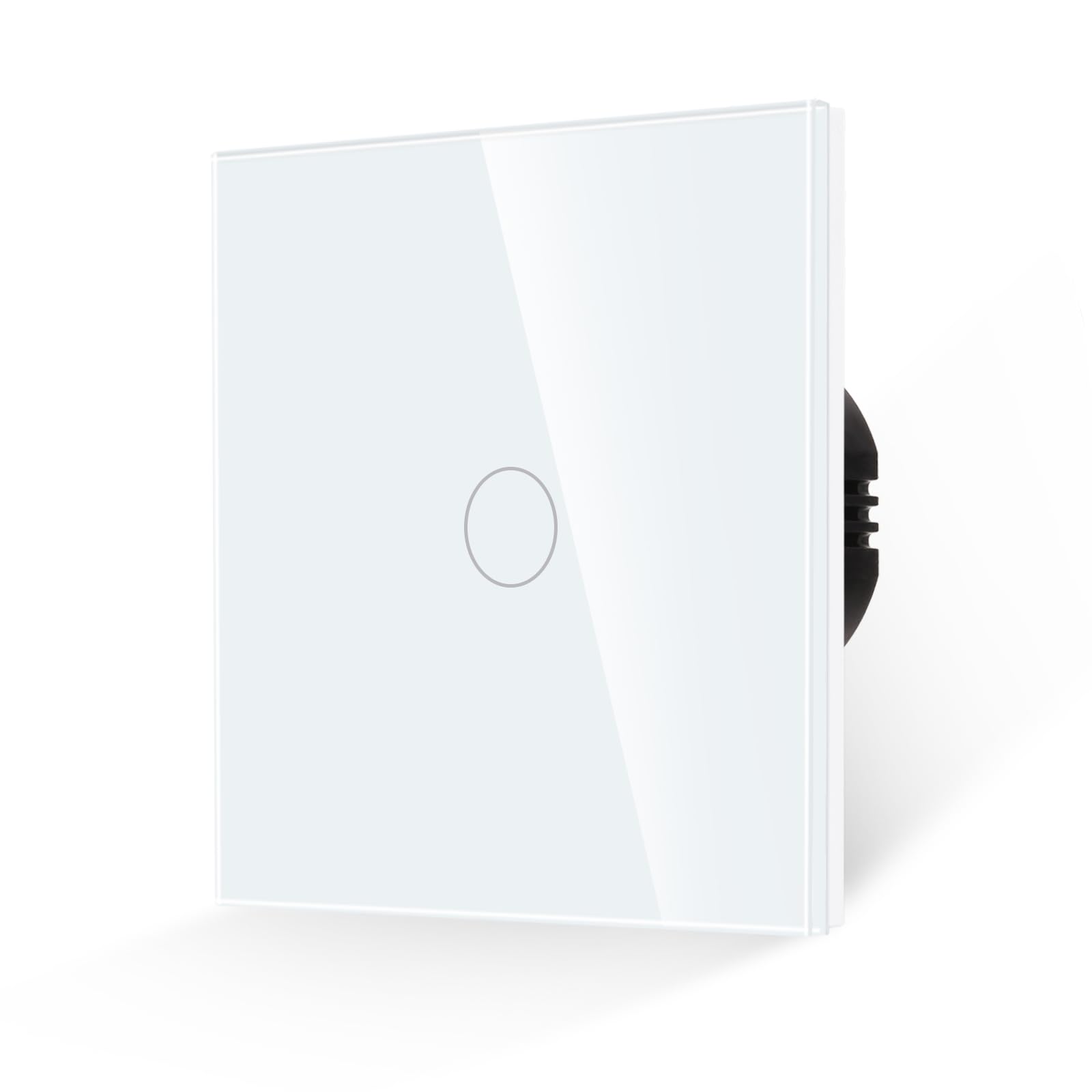 Touch Light Switch 1 Gang 1 Way Tempered White Glass Panel Wall Switch and Screwless Glass Plate with LED Backlight,No Neutral Wire Required,500W,AC 240V