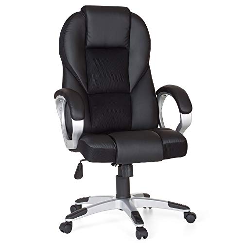 Preisvergleich Produktbild Amstyle SPM1.133 Bürostuhl, Lederimitat, Schwarz, 79x65x34 cm