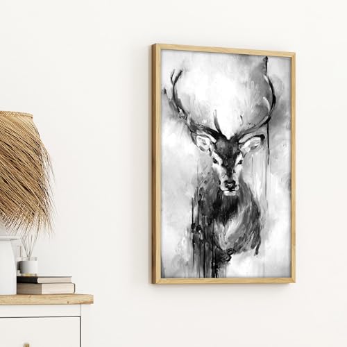 Peinture sur toile noir et blanc affiches et impressions Stag Deep 80x120cm