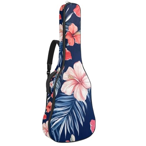 Housse guitare acoustique 109 cm imperméable à motif hibiscus feuilles de palmier