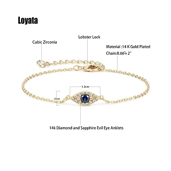 LOYATA-Dainty-Ankle-Bracelet14K-Gold-Plated-Tiny-Bead-Anklet-Dainty-White-Cubic-Zirconia-Cross-Tassel-Foot-Chain-Cute-Lucky-Moon-Evil-Eye-Foot-Jewelry-Boho-Anklets-for-Women LOYATA Evil Eye Anklet For Women 14K Gold Plated Tiny Bead Anklet Dainty Blue Cubic Zirconia Evil Eye Foot Chain Lucky Multi Colored Evil Eye Foot Jewelry (Evil)