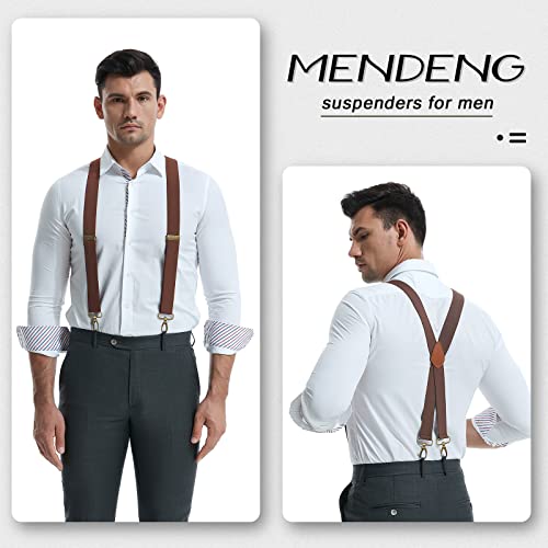 Image of MENDENG Suspenders for Men Heavy Duty Swivel Hooks Retro X-Back Adjustable Brace
