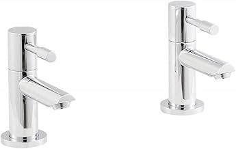 iBathUK | Pair of Hot and Cold Basin Sink Mixer Taps Chrome Bathroom Faucets TB3011