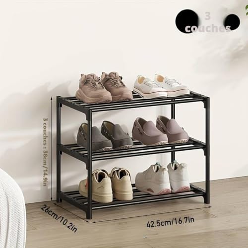 Étagère à Chaussures Mince 3 Niveaux Empilable LVLC