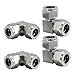 ANGESHA Pack of 4 Steel 0.5 Inch Double Nut Compression Elbow Fittings 90 Degree Line Tube Connectors for Industrial Use