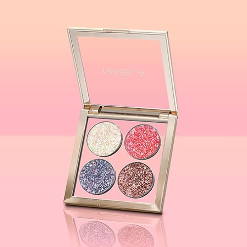 NABLA Miami Lights Glitter Palette do oczu, 4 odcienie, wielowymiarowa mieszanka brokatu