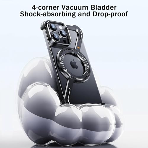 Image of Business Leather Phone | Aluminum Alloy Eco-Friendly Cloth Aroma Therapy Phone Case with Magnetic Absorption Function (Z-Shaped-Blue, iPhone 16 Pro Max)