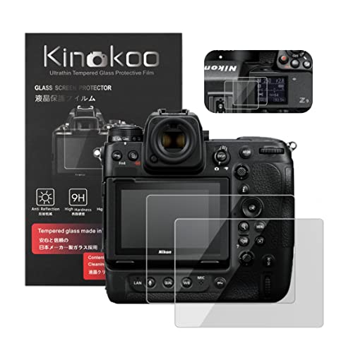 kinokoo Z9 Screen Protector + Top Screen Protector 0.25mm 9H Hardness Tempered Glass Film for Nikon Z9 Digital Camera Bubble-free/Anti-scratch(2 pack)