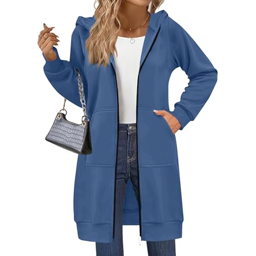 Long Hoodies for Women Zip Up Jacket Oversized Y2K Hoodie Long Sleeve Sweatshirt Fall Jacket Winter Coats with Pockets2