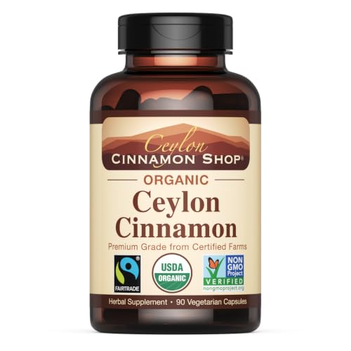 Organic Ceylon Cinnamon Capsules, USDA Certified Supplement - 90 Count
