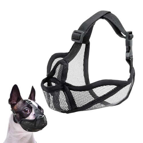 Museruola per cani di piccola taglia, traspirante, per bulldog francese, regolabile, per cuccioli di Shih Tzu, carlino, bulldog inglese, per toelettatura e passeggiate, consente di bere e nutrire