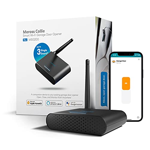 meross Smart Garage Door Opener Remote with External Antenna, Up to 3 Single Doors, Compatible with Apple HomeKit, Amazon Alexa,SmartThings, Google Assistant