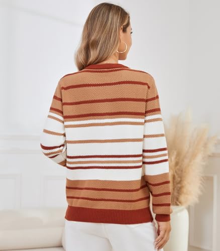 Image of ANCAPELION Women's Christmas Sweater Pullover Vintage Color Block Chunky Knit Sweater Tops