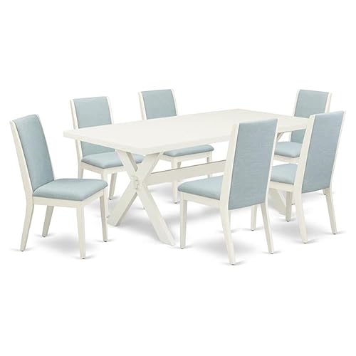 East West Furniture X027LA015-7 7 Piece Dining Room Furniture Set