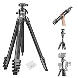 NEEWER LITETRIP LT38 61' Reisestativ Kamera, tragbarer Ständer aus Carbonfaser, 360°Kugelkopf, Arca Typ Schnellwechselplatte kompatibel mit Peak Design Clip V3, max. Last 22lb, Reinigungstuch
