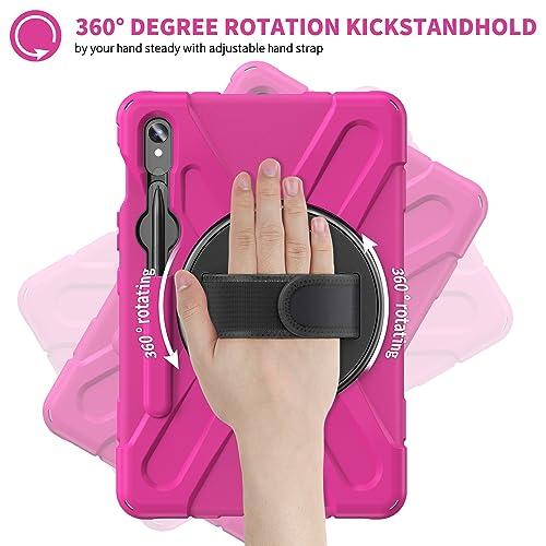 Coque Samsung Galaxy Tab S10 Lite avec protège-écran et bandoulière rose