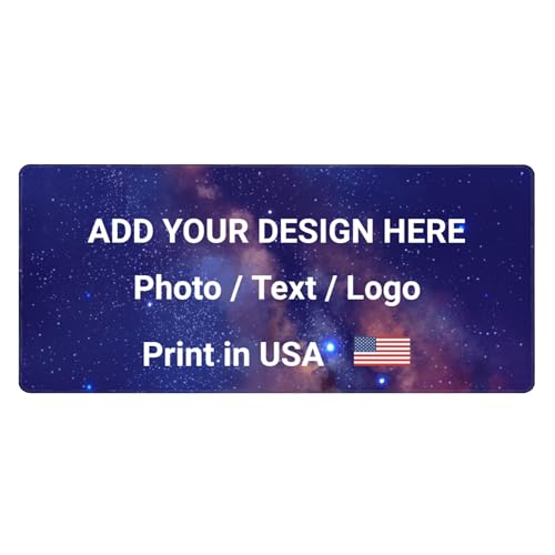 Image of Custom Large Desk Pad with Photo Text Personalized Picture Logo Non-Slip Game Computer Mouse Mat Customized Office Supplies, Print in USA (12x31.5 inch, 1 Photo)
