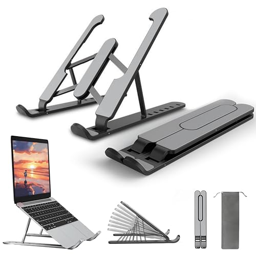 Soporte Portátil , Soporte Portátil Ajustable 8 Ángulos, Elevador Ventilado Portátil, Laptop Stand con Plástico ABS, Silicona Antideslizante para Portátiles, Portátiles, Tablets (10-15,6 Pulgadas)