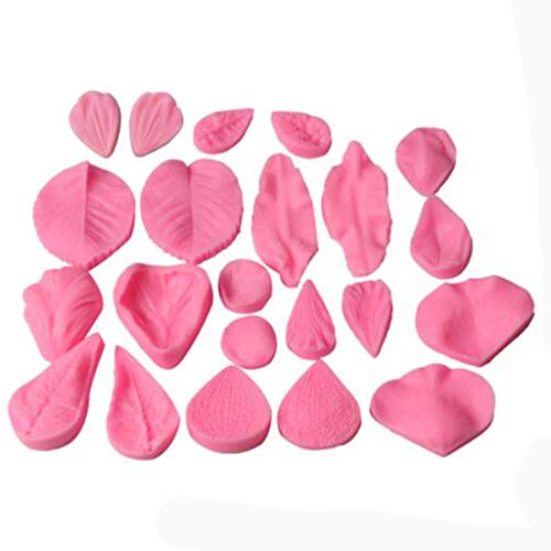 Molde de silicona para pasta de goma, 22 unidades, molde de venas de fondant, molde de flores de pasta de goma, herramienta de decoración de pasteles de boda