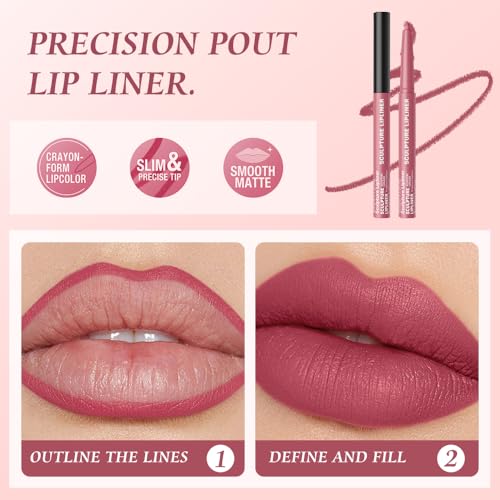 Image of K12 Hxssll 12 Colors Matte Lip Liner Pencil - Long Lasting Waterproof Lip Liner, Smudge Proof Transfer Proof Lip Pencil, High Pigment Lip Makeup for Defining & Filling Lips (12#, 1PCS)