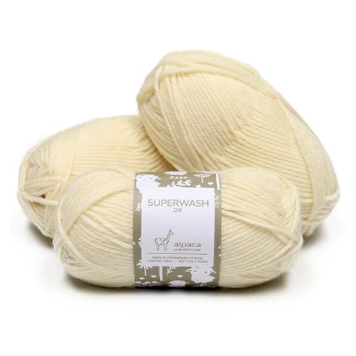 100% Pure Wool Yarn Superwash Set of 3 Skeins (150...