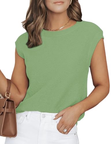 Image of CiCiBird Women Summer Cap Sleeve Sweaters Knit Crew Neck Pullover Tank Tops 2025 Casual Trendy Shirt