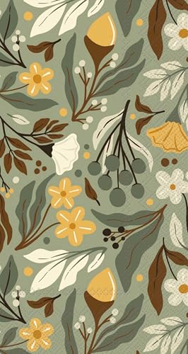 IHR Ideal Home Range Serviettes Souper Jetables 3-Épaisseurs, 8.25" x 4.5", Gland Automne, 16 Unités