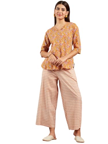 Image of Modeve Women Printed Cotton Night Suit Set with Pyjama /Pallazo Women Lower || Women Pyjama || Lounge Pants II Night Wear