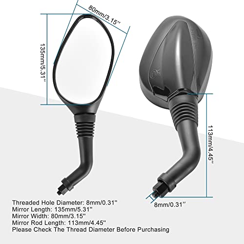 GOOFIT 8mm Black Rear View Mirror for GY6 50cc 125cc 150cc 250cc Scooter Moped Motorcycle (Pair)
