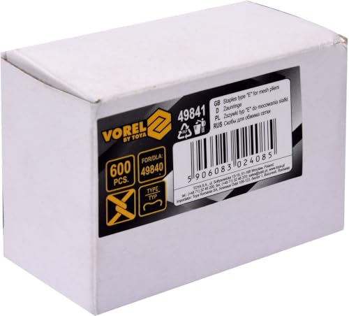 Vorel 600 Stück Front-Drahtklammern, Typ E, für Draht, Zäune, Maschendraht, für Front 49840, Zaunklammern, Maschendrahtklammern, Zaunklammern