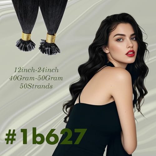 RUNATURE U Tipped Hair Extensions Human Hair Black Ombre Brown to Blonde U Tip Extensions Human Hair Keratin Hair Extensions Ombre 12 Inch 40 Gram - Image 3