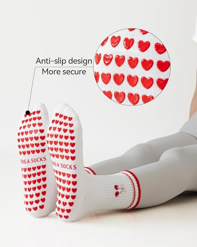 Image of 3 Pairs Pilates Socks with Grips for Women Non Slip Grip Socks for Yoga Barre Hospital Workout